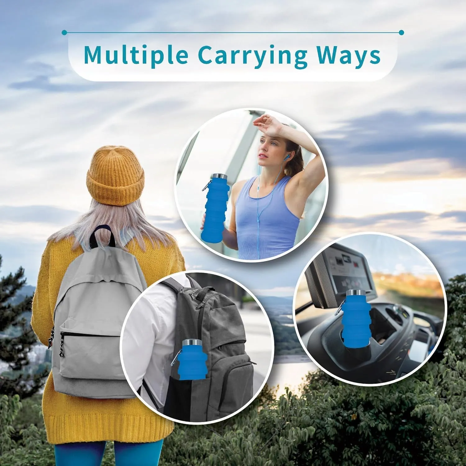 Silicone, Leak-Proof Foldable Reusable Bottle - Perfect for Travel pipe nude purple launch outcome Sports Gym Hiking Camping Cycling - Light Blue Collapsible Water Bottles 24oz, Odorless BPA-Free 