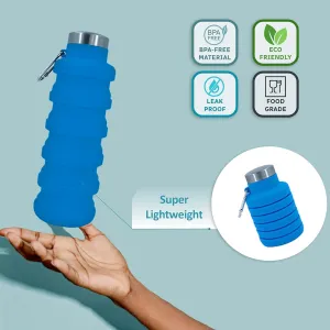 Silicone, Leak-Proof Foldable Reusable Bottle - Perfect for Travel pipe nude purple launch outcome Sports Gym Hiking Camping Cycling - Light Blue Collapsible Water Bottles 24oz, Odorless BPA-Free 