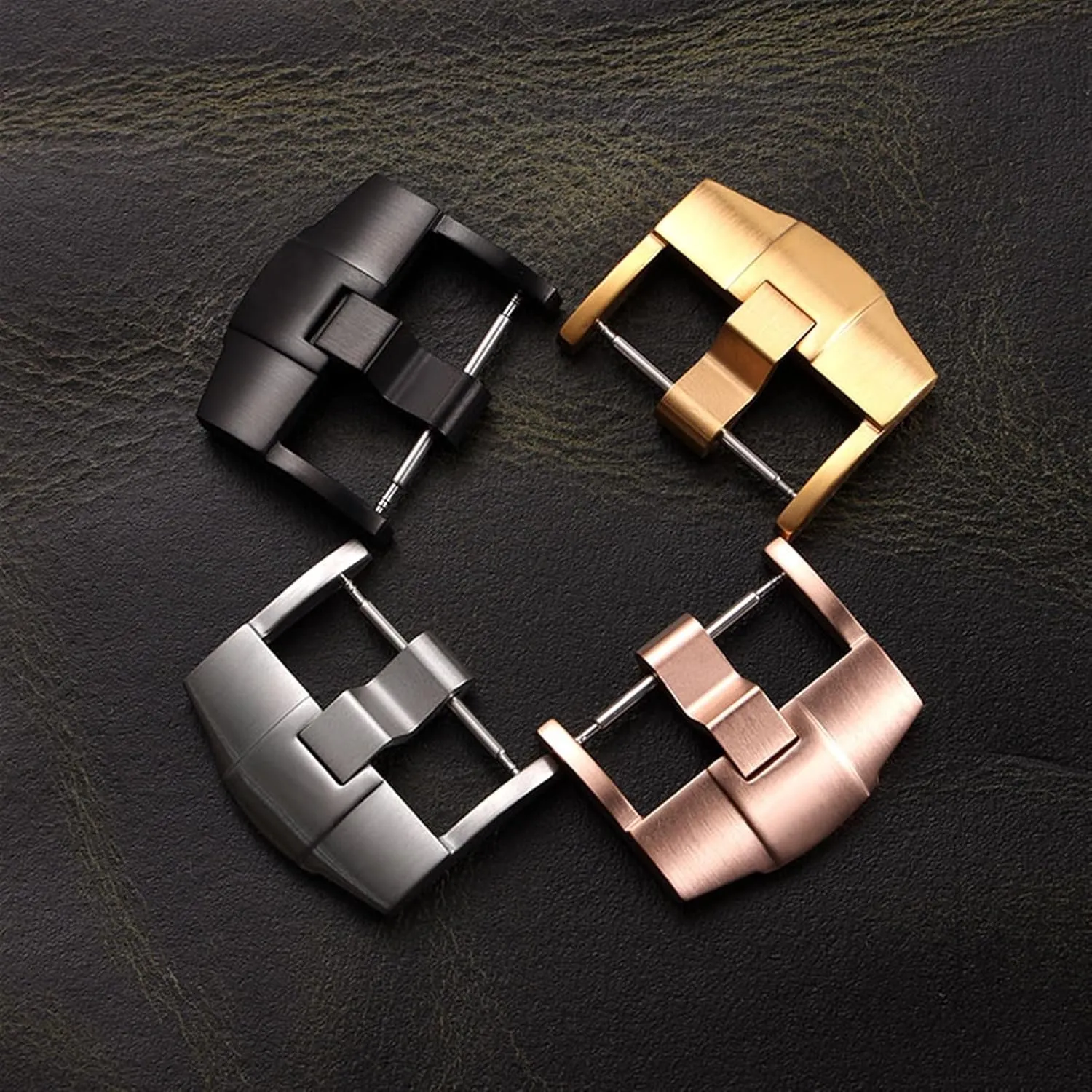 Silver Black Rose Gold Brushed Matte Stainless Steel Pin Buckle Clasp For Ap Royal Oak Watch glass someone With Word Merjust 24mm 