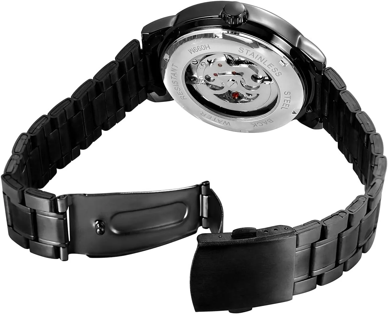 Silver Case overload Wrist Watch Men's Automatic Skeleton Watches Mechanical Stainless Steel Skeleton Steampunk Design Automatic Self-Winding 