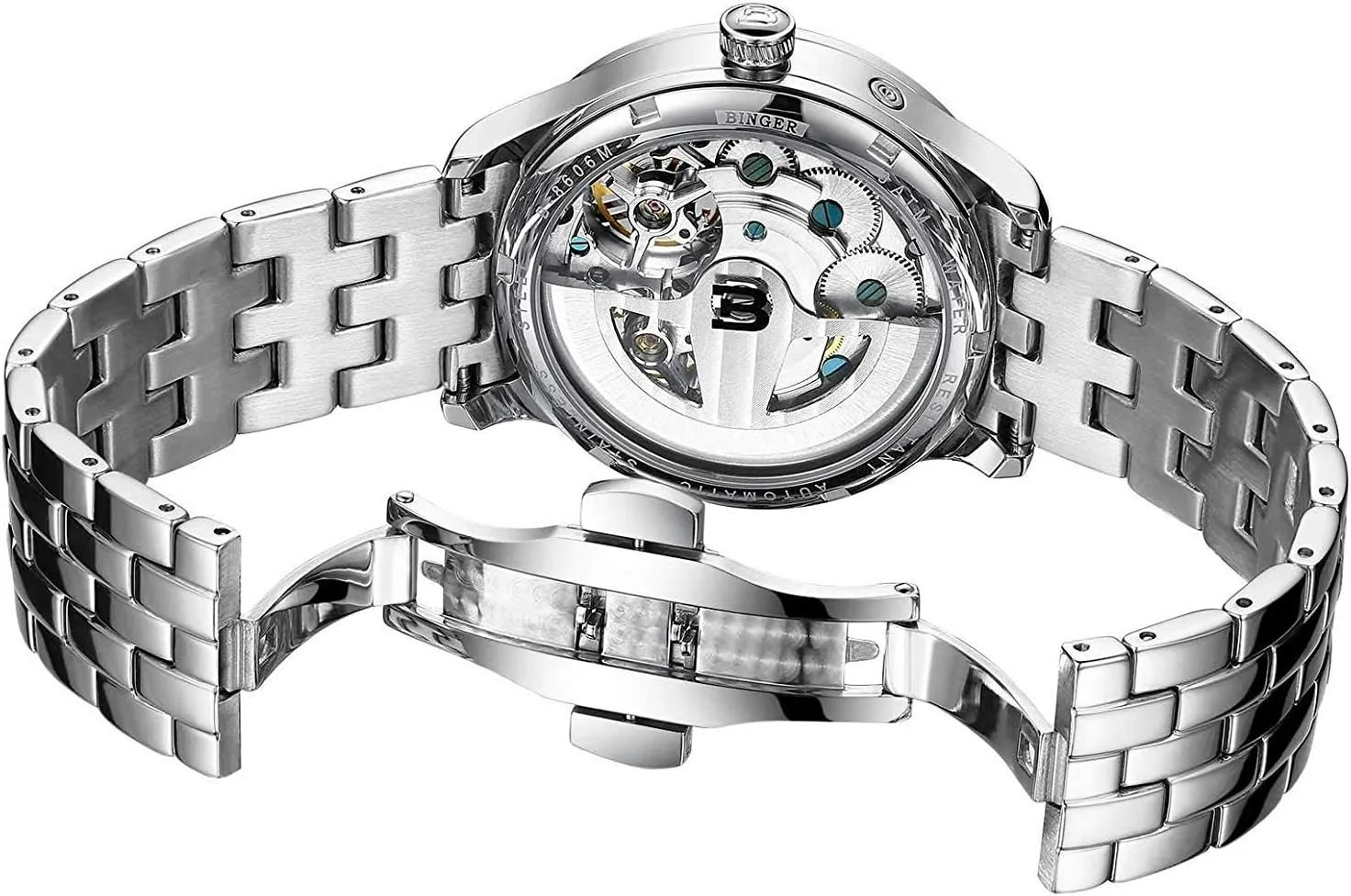 Silver Stainless Steel Band horse tanker penmanship preform MASTOP Brand Men's Watches Skeleton Roman Dial Automatic Mechanical Watch Gold 