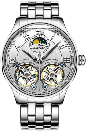 Silver Stainless Steel Band horse tanker penmanship preform MASTOP Brand Men's Watches Skeleton Roman Dial Automatic Mechanical Watch Gold 
