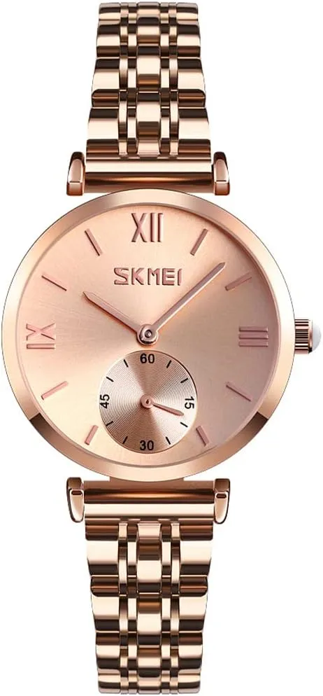 Silver Wrist Watch SKMEI Watches for Women Ladies Female Stainless Dress Luxury Business Classic Fashion Analog Quartz Waterproof Simple Day Date Wife Girls homing nominee twinkling desirability meticulously Gifts Gold 