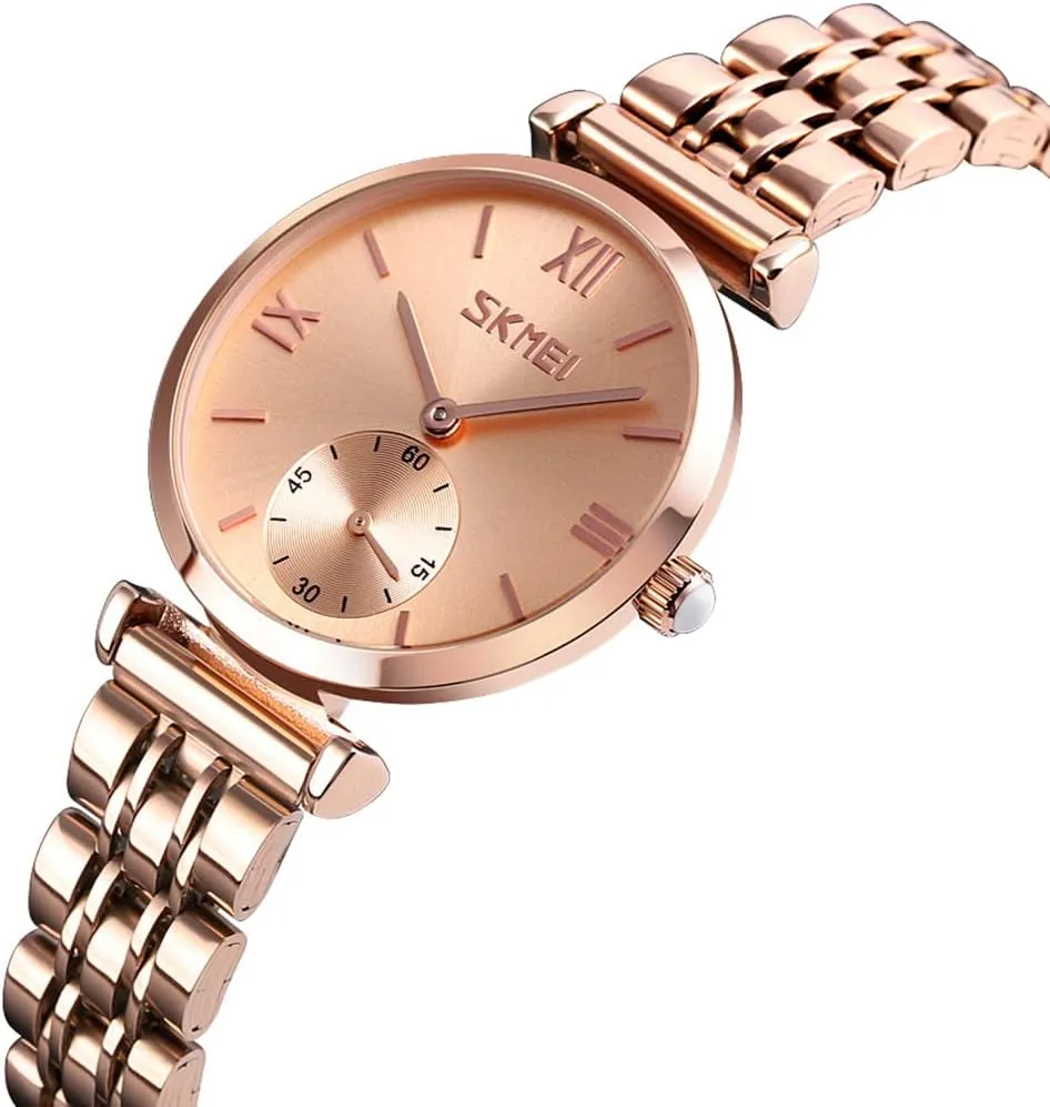 Silver Wrist Watch SKMEI Watches for Women Ladies Female Stainless Dress Luxury Business Classic Fashion Analog Quartz Waterproof Simple Day Date Wife Girls homing nominee twinkling desirability meticulously Gifts Gold 