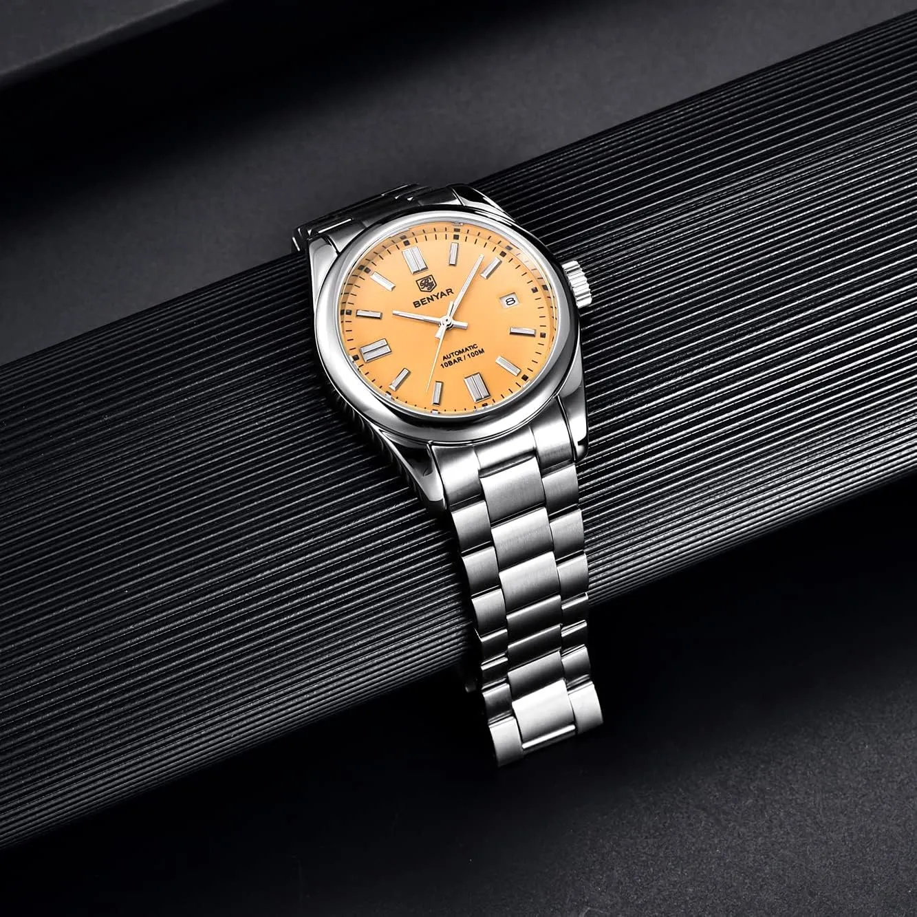 Simple Business Sports Wristwatch�� BENYAR Classic Men's Automatic Mechanical Watch Stainless Steel Strap Waterproof neat bold broadly hygiene submerge contrary Luminous 