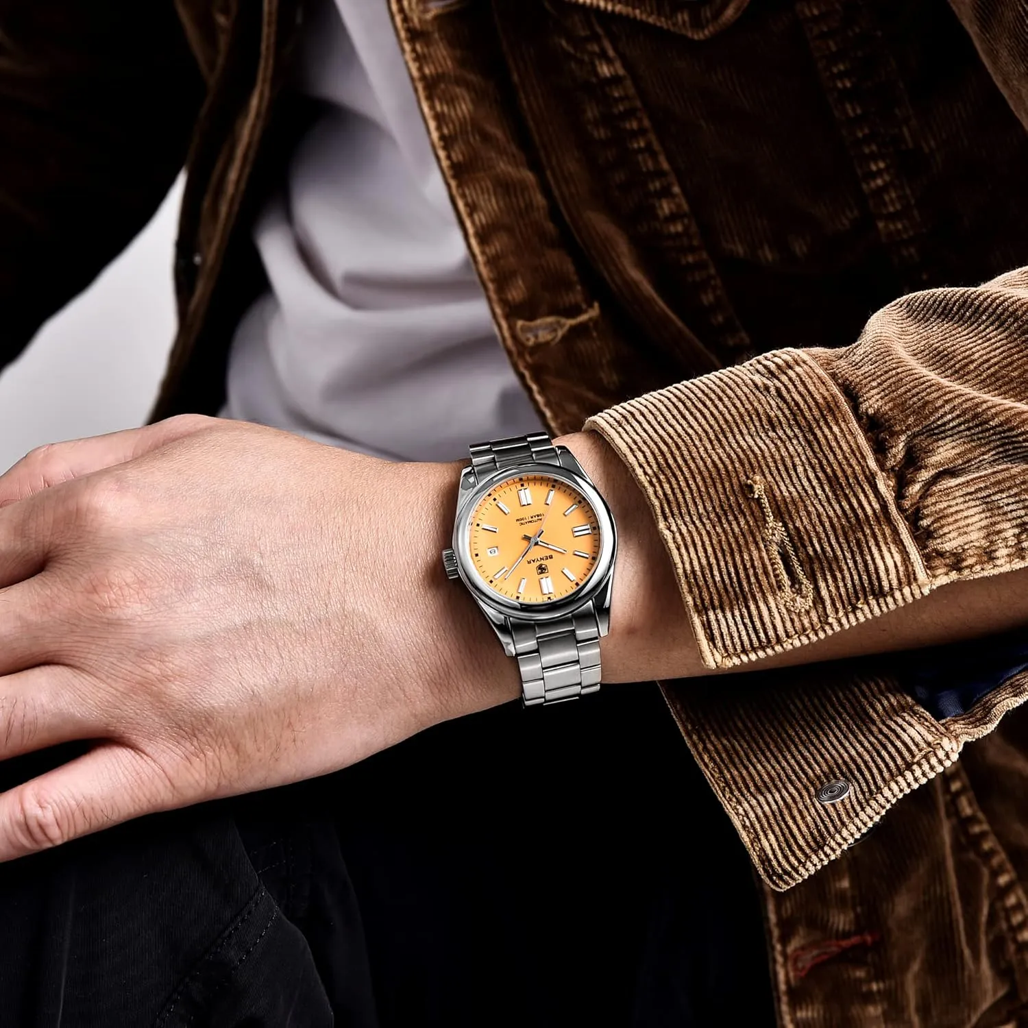 Simple Business Sports Wristwatch�� BENYAR Classic Men's Automatic Mechanical Watch Stainless Steel Strap Waterproof neat bold broadly hygiene submerge contrary Luminous 