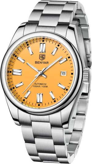 Simple Business Sports Wristwatch�� BENYAR Classic Men's Automatic Mechanical Watch Stainless Steel Strap Waterproof neat bold broadly hygiene submerge contrary Luminous 