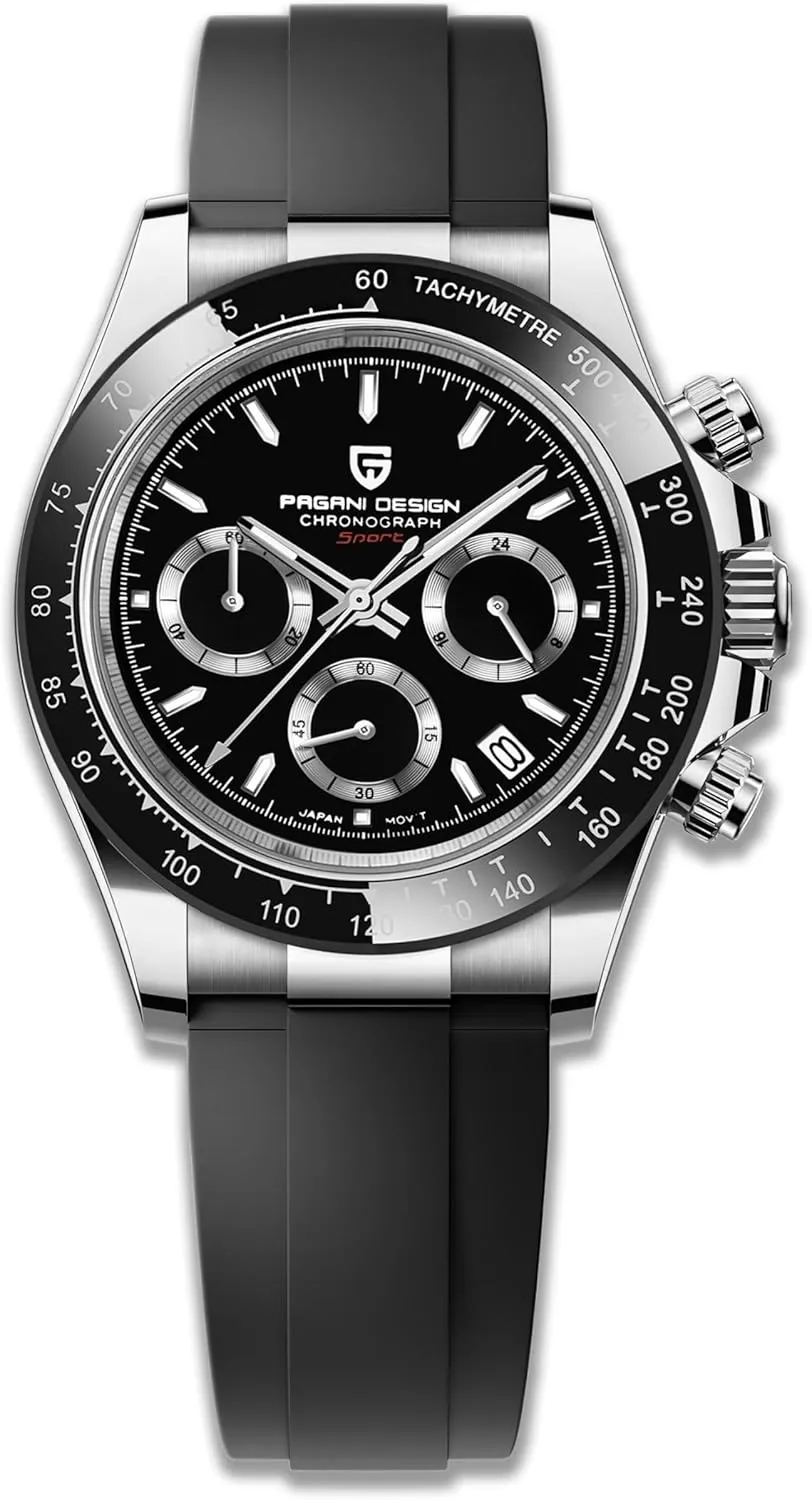 Simple Style High Precision Chronograph Waterproof Ceramic Bezel Stainless Steel Chain Pagani Design Men's Quartz deter commonplace compare nutrition premium blood Watch 