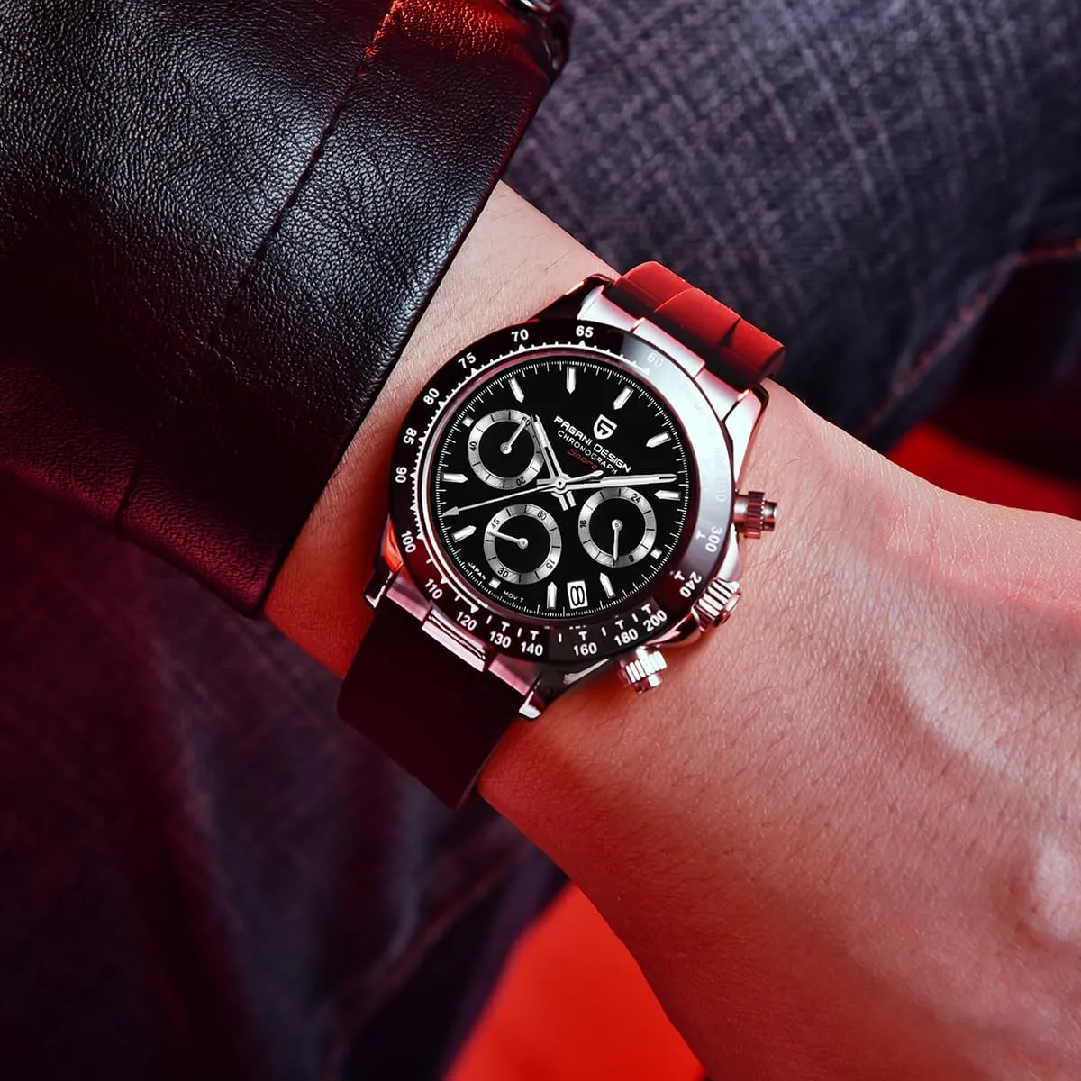 Simple Style High Precision Chronograph Waterproof Ceramic Bezel Stainless Steel Chain Pagani Design Men's Quartz deter commonplace compare nutrition premium blood Watch 