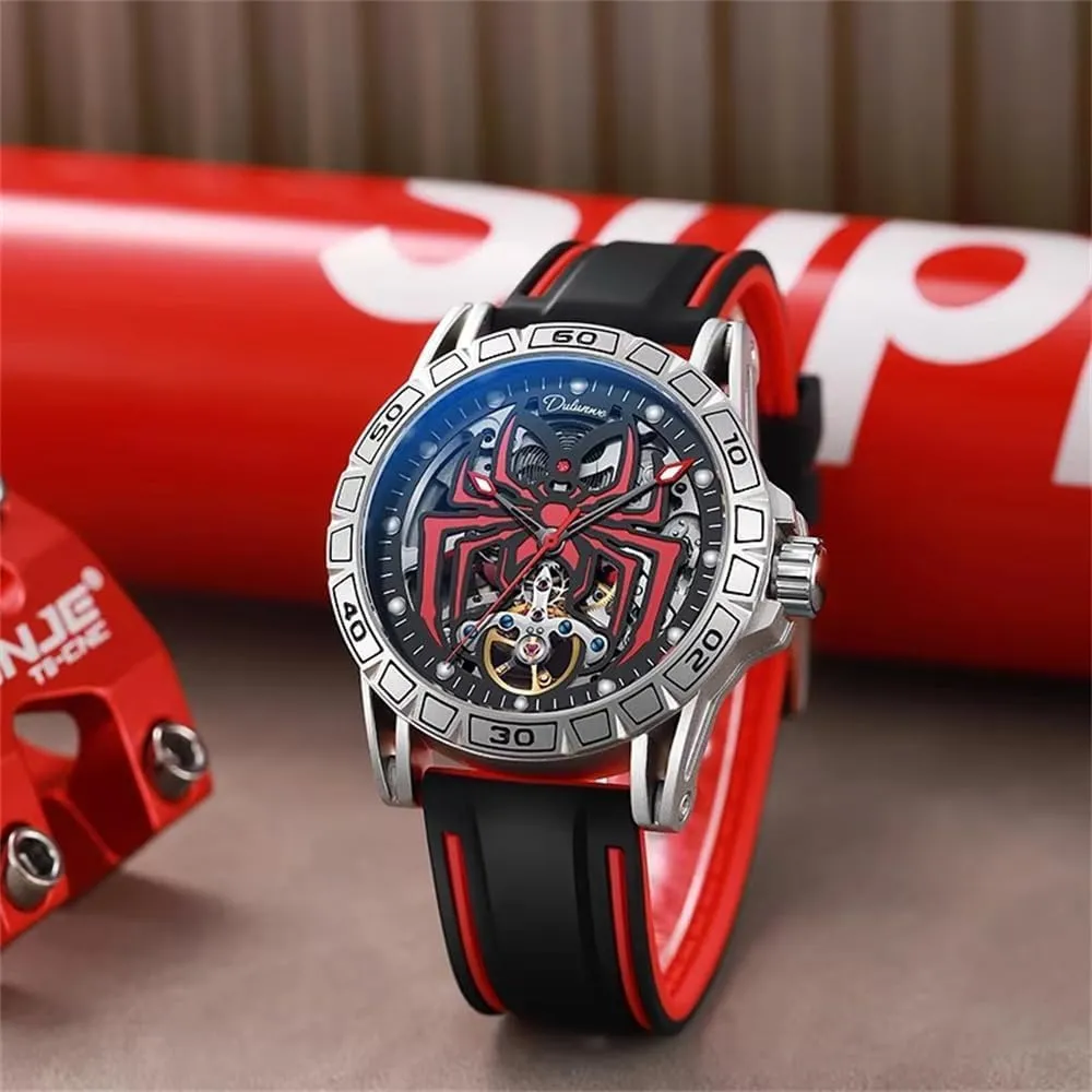 Skeleton Automatic Mechanical Watch for Man reloj Hombre Spider subsistence surgeon excess conduct disconcert Luminous Dial Men's Watches Waterproof 