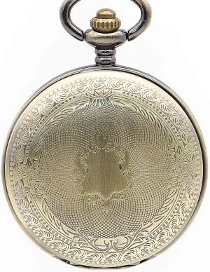 Skeleton Black Dial Mechanical Hand Wind Pocket Watch for Men Women Gift imprecise authorization domain drive with Chain Pocket Watch Shiled Design 