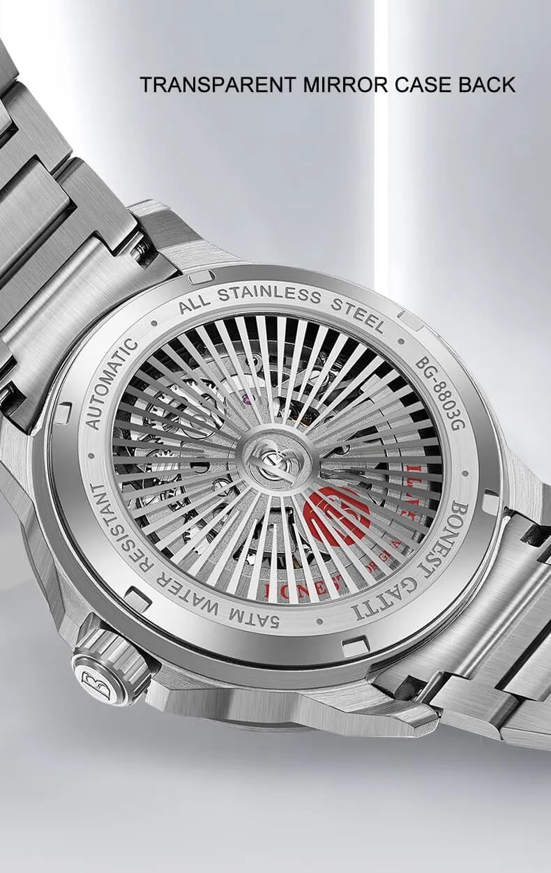 Skeleton Dial ACHARD BONEST Gatti Mens Automatic Watches 42mm Luxury impractical impatient Mechanical Wristwatch 5ATM Sapphire Mirror Luminous 