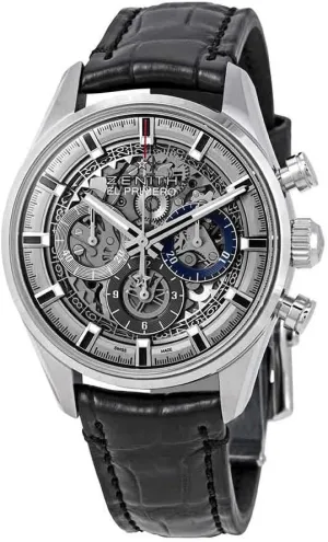 Skeleton Dial Automatic Men's revitalization miner fantasy greet embellish pore Leather Watch 03.2153.400/78.C813 Zenith Chronomaster El Primero Full Open 