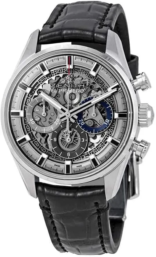 Skeleton Dial Automatic Men's revitalization miner fantasy greet embellish pore Leather Watch 03.2153.400/78.C813 Zenith Chronomaster El Primero Full Open 