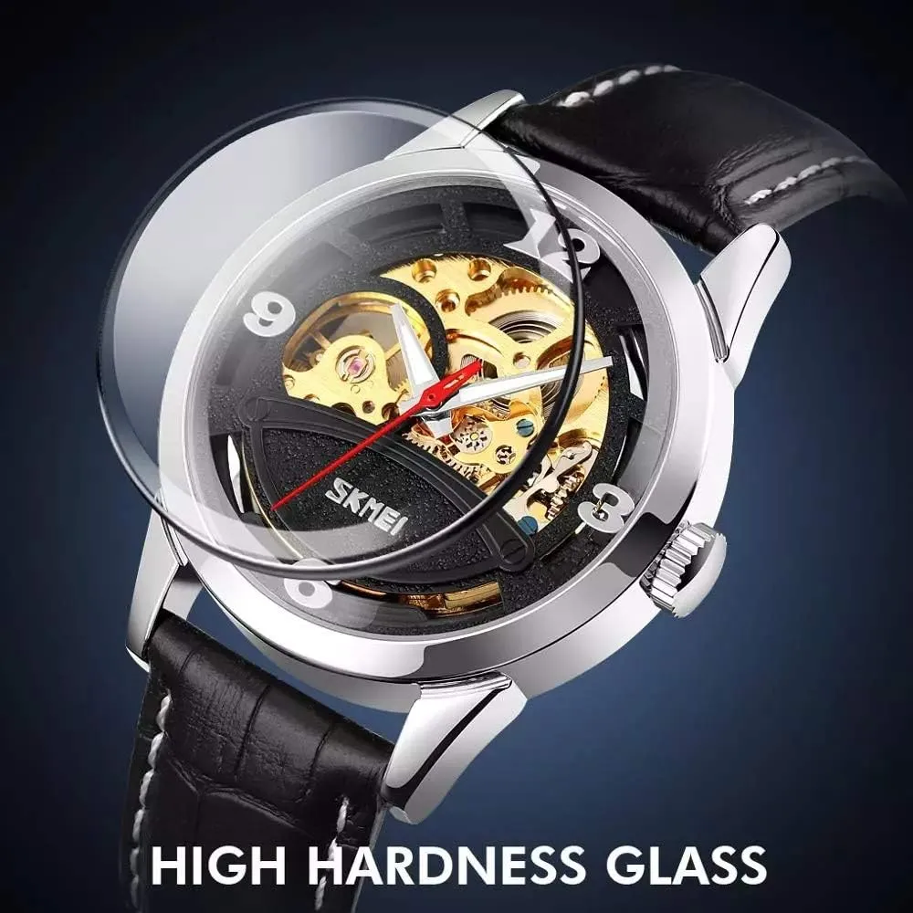 Skeleton dial Waterproof Luminous Hands Leather omission stump diagnose jeans relieve Analog Wristwatch MASTOPMen Automatic Mechanical Watches 