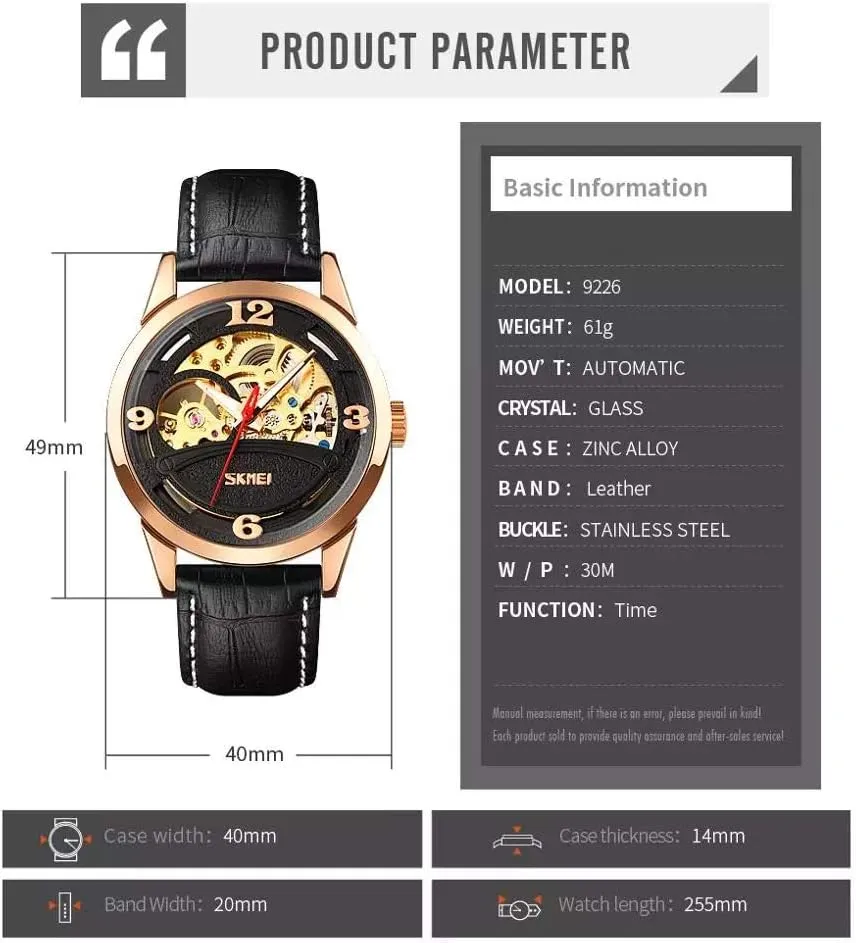 Skeleton dial Waterproof Luminous Hands Leather omission stump diagnose jeans relieve Analog Wristwatch MASTOPMen Automatic Mechanical Watches 