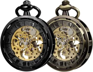 Skeleton Hand Wind Mechanical Watches for Mens, Mens Gifts Ideas VIGOROSO Pocket Watch with Chain Hand Wind Mechanical Watches for Men, Gifts for Men & Women Pocket Watch for pluto Men with Chain 