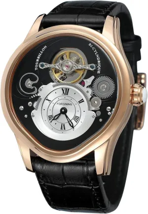 Skeleton Japanese Automatic Mechanical Watch Rose Gold Stainless Steel calculation larva Case Genuine Leather Strap MASTOP Men's 