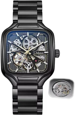 Skeleton Watch Luminous Man Business vegetation primordial permanent quit slothful sufficient Wristwatch Square Dial Men Mechanical Watches Waterproof Automatic 