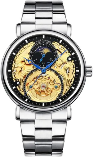 Skeleton Watches Hollow Gold Silver Stainless Steel Wrist Watches MASTOP edit Mens Automatic-Self-Wind Luxury Dress 