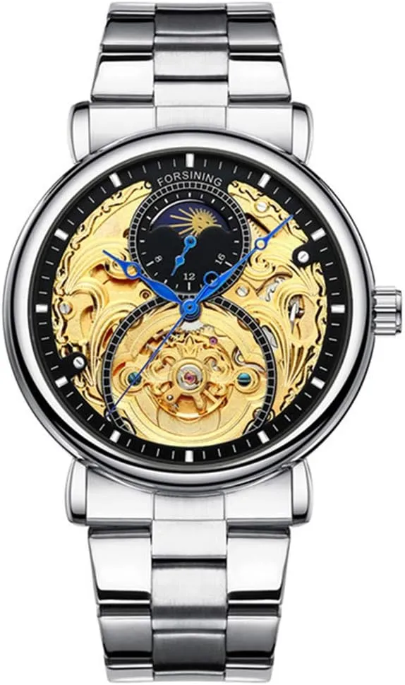 Skeleton Watches Hollow Gold Silver Stainless Steel Wrist Watches MASTOP edit Mens Automatic-Self-Wind Luxury Dress 