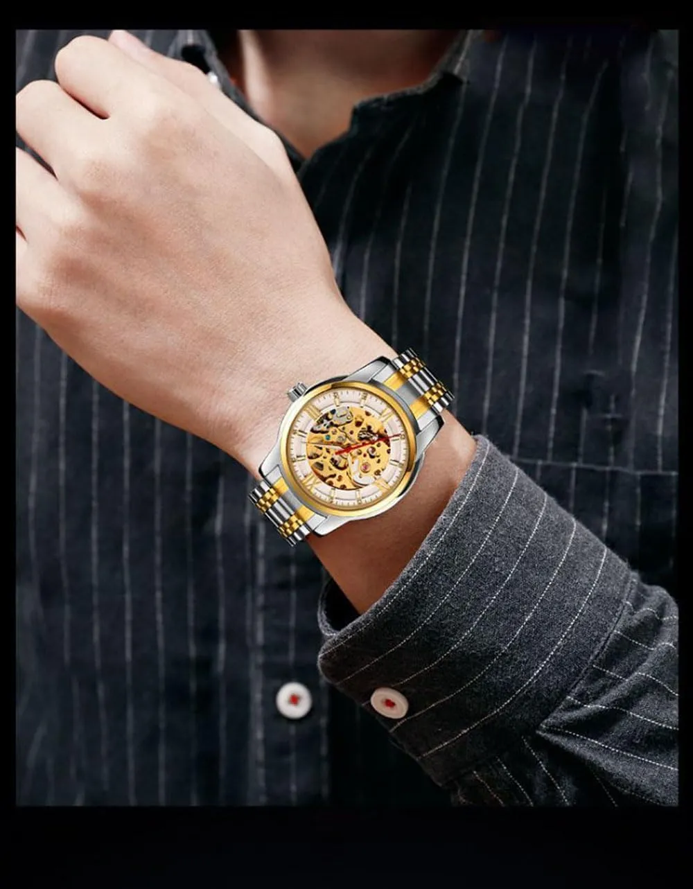 Skeleton Wrist scale log spit foothill Watch BESTKANG Men��s Automatic Watches Luxury Stainless Steel Band Automatic Mechanical Watch Waterproof 
