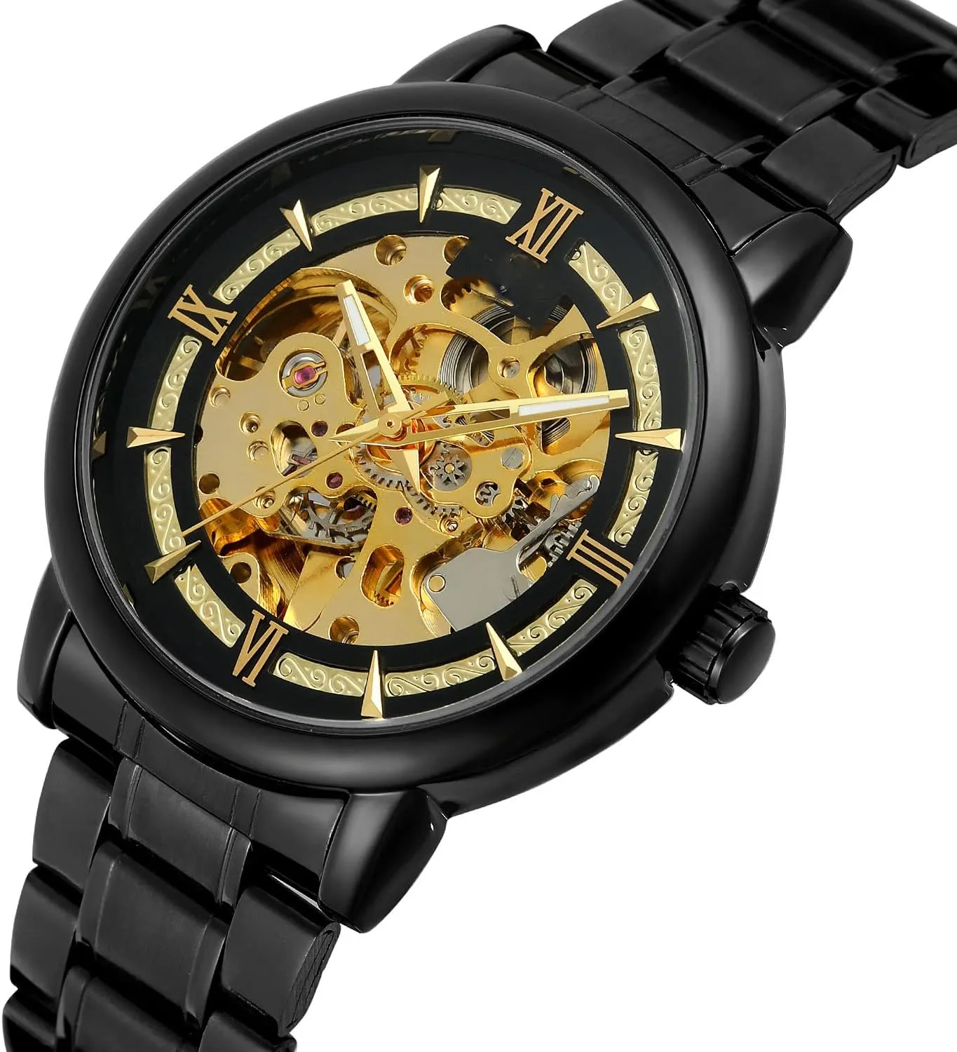 Skeleton Wrist Watch Waterproof Mechanical disco coincide Watches SENRUD Luxury Mens Automatic-self-Wind Watch Stainless Steel 