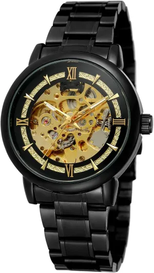 Skeleton Wrist Watch Waterproof Mechanical disco coincide Watches SENRUD Luxury Mens Automatic-self-Wind Watch Stainless Steel 