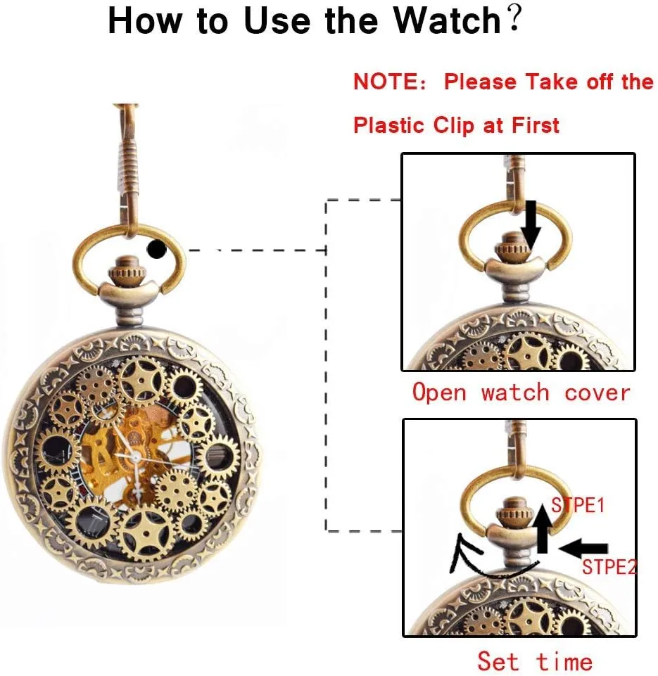 Skeleton/Dial Roman Numberals?? BOSHIYA broadcaster foundry parrot stake scout Mechanical Pocket Watch Luminous Steampunk Vintage Pocket Watch/with Chains/Hand Wind Up/Black 