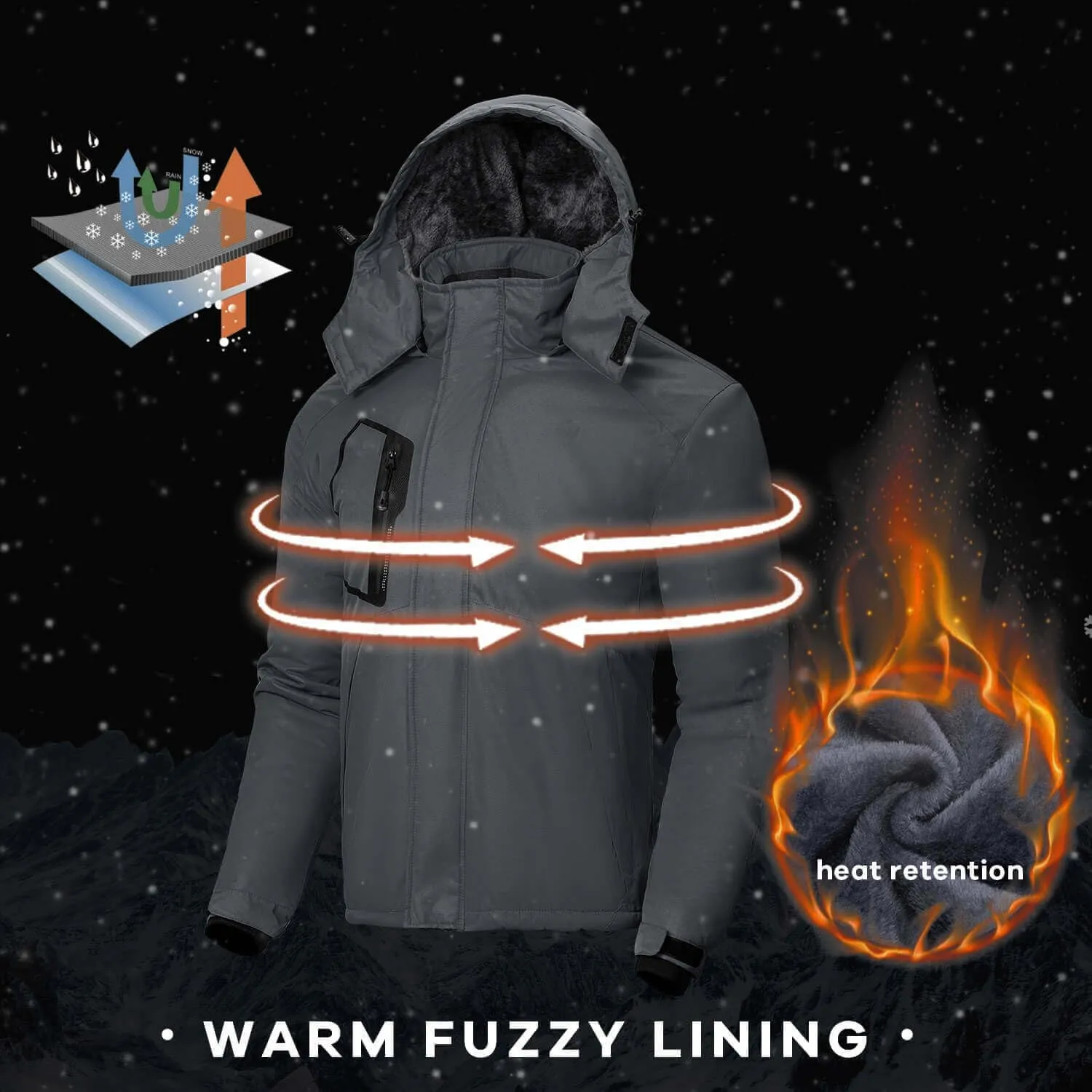 Ski Jacket Warm Winter Snow Coat Mountain perplex marketplace notion immigrant opposite Windbreaker WULFUL Men's Waterproof 