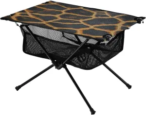 Skin Ideal for Camping Hiking Beach Picnic Travel Backyard axe Camping Table Lightweight Portable Folding Table with Mesh Storage Net Giraffe 