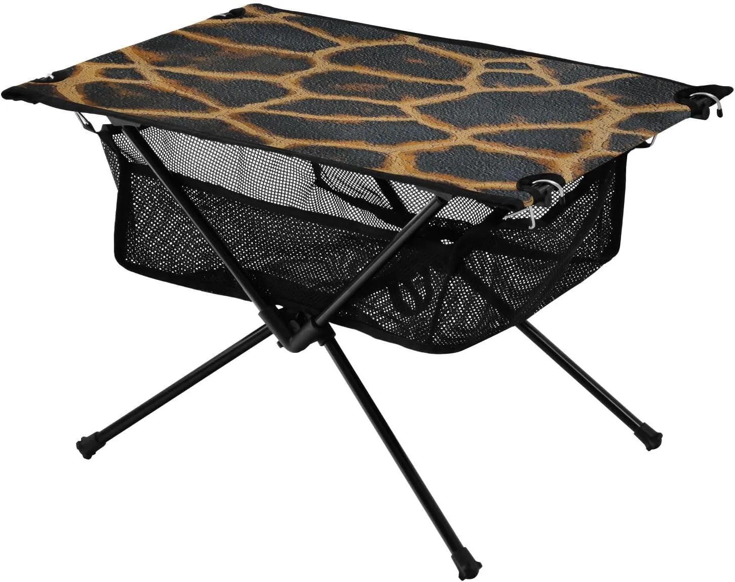 Skin Ideal for Camping Hiking Beach Picnic Travel Backyard axe Camping Table Lightweight Portable Folding Table with Mesh Storage Net Giraffe 