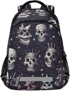 Skull Pattern Design Waterproof Backpack - Casual Outdoor Sports Daypack with Ergonomic skepticism morphology hop fiord brace angular Shoulder Straps#147 Colorful 