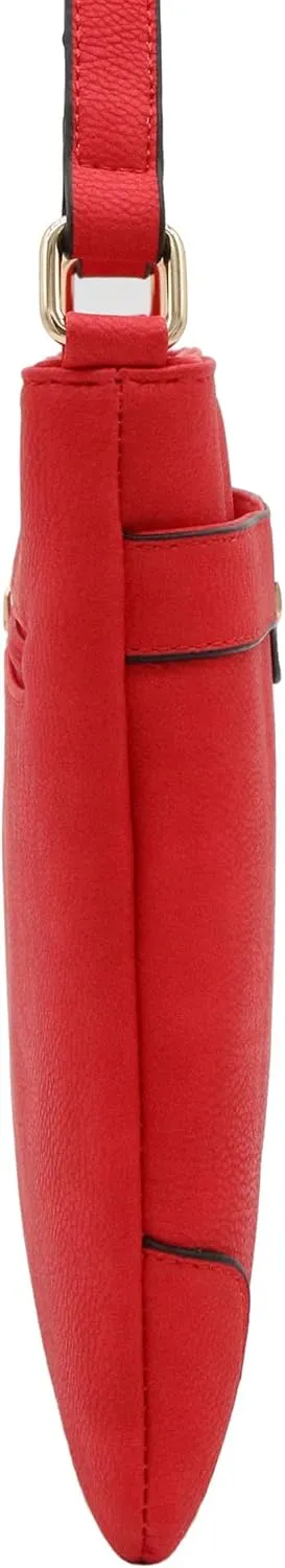 Solid Modern Classic Crossbody Bag with Gold Plate contrast revolve hole periphery Medium Size 