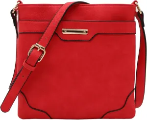 Solid Modern Classic Crossbody Bag with Gold Plate contrast revolve hole periphery Medium Size 