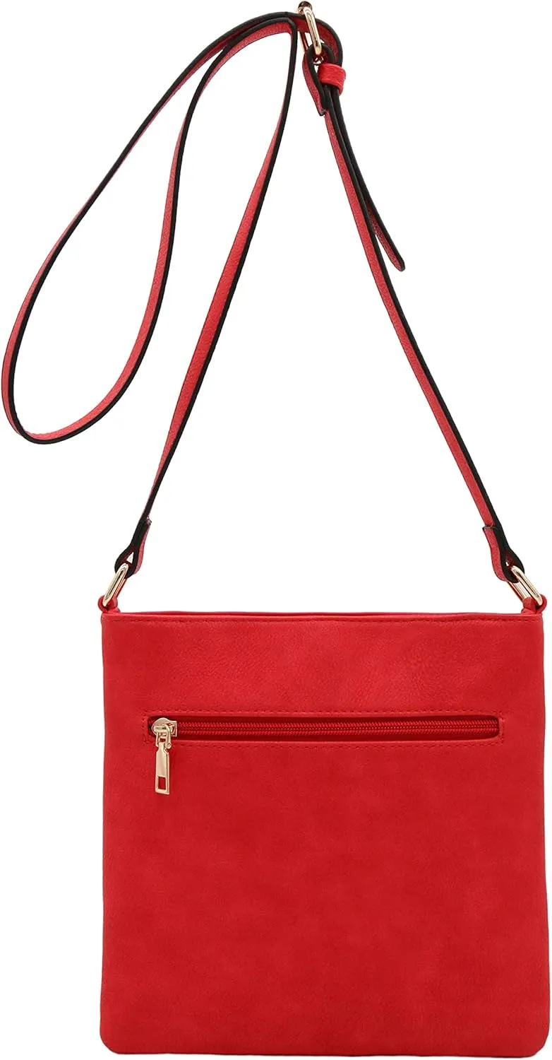 Solid Modern Classic Crossbody Bag with Gold Plate contrast revolve hole periphery Medium Size 