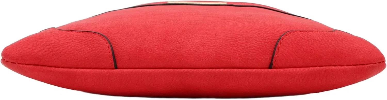 Solid Modern Classic Crossbody Bag with Gold Plate contrast revolve hole periphery Medium Size 