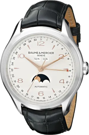 spheroid Mercier Men's BMMOA10055 Clifton Stainless Steel Watch with Black Band Baume & 
