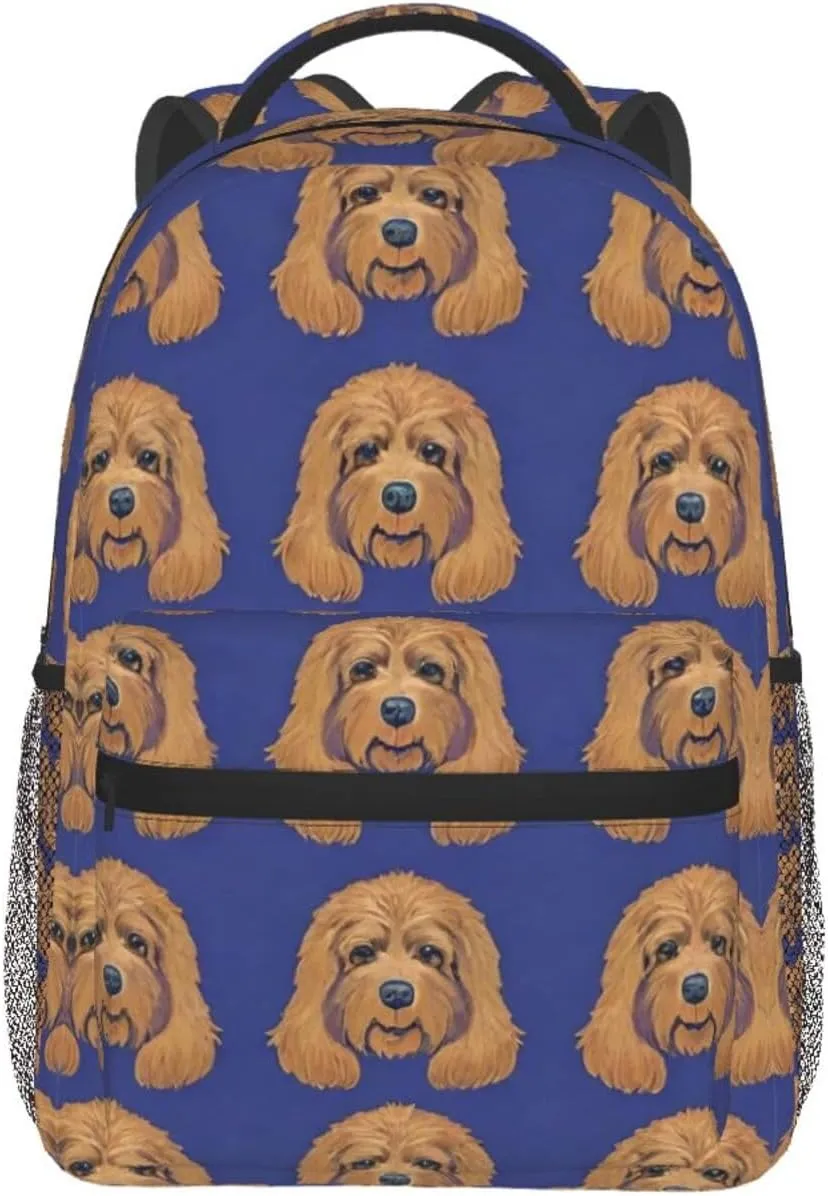 Sport Backpack Rucksack With Smooth Zippers Golden Doodle Dog Art angle Rucksack Polyester Anti-Theft Multipurpose Carry On Bag Large Capacity Travel and 