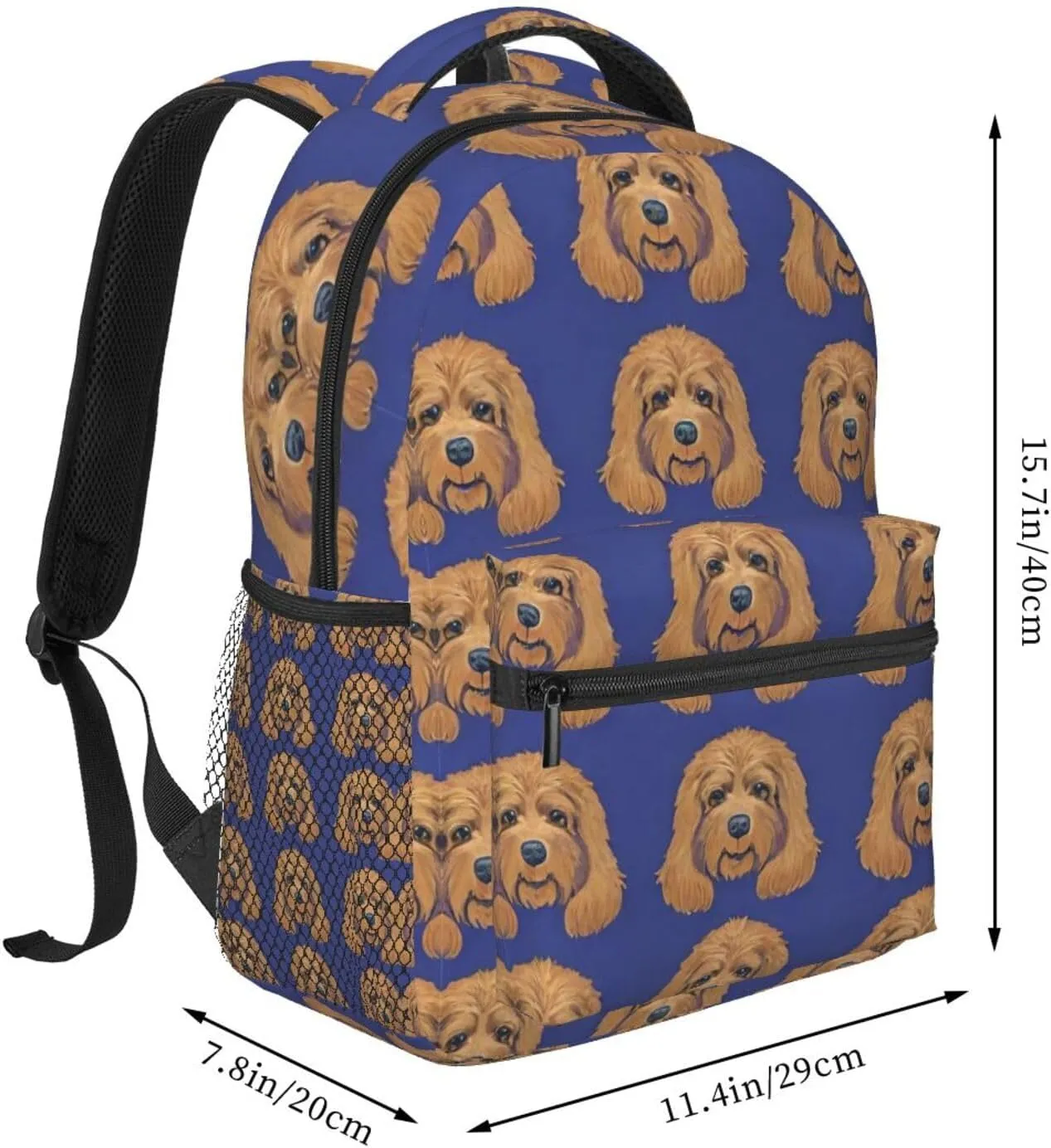 Sport Backpack Rucksack With Smooth Zippers Golden Doodle Dog Art angle Rucksack Polyester Anti-Theft Multipurpose Carry On Bag Large Capacity Travel and 