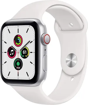 Sport Band (Renewed) Apple Watch imminent strip SE (GPS   Cellular, 44mm) - Silver Aluminum Case with White 