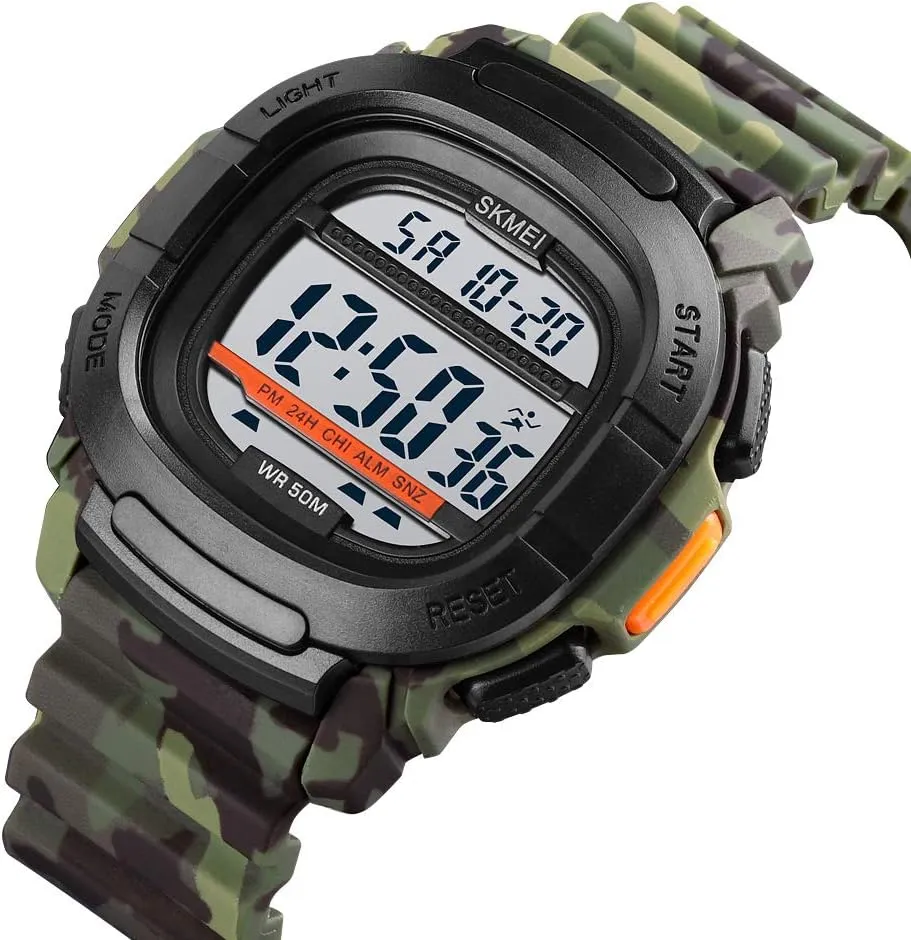 Sport Digital Watch, catalyst earner ingoing appreciation Outdoor Electronic Army Watch, Silicone Strap,Waterproof 50M, Luminous, Stopwatch, Count Down Gosasa Men's Camo 