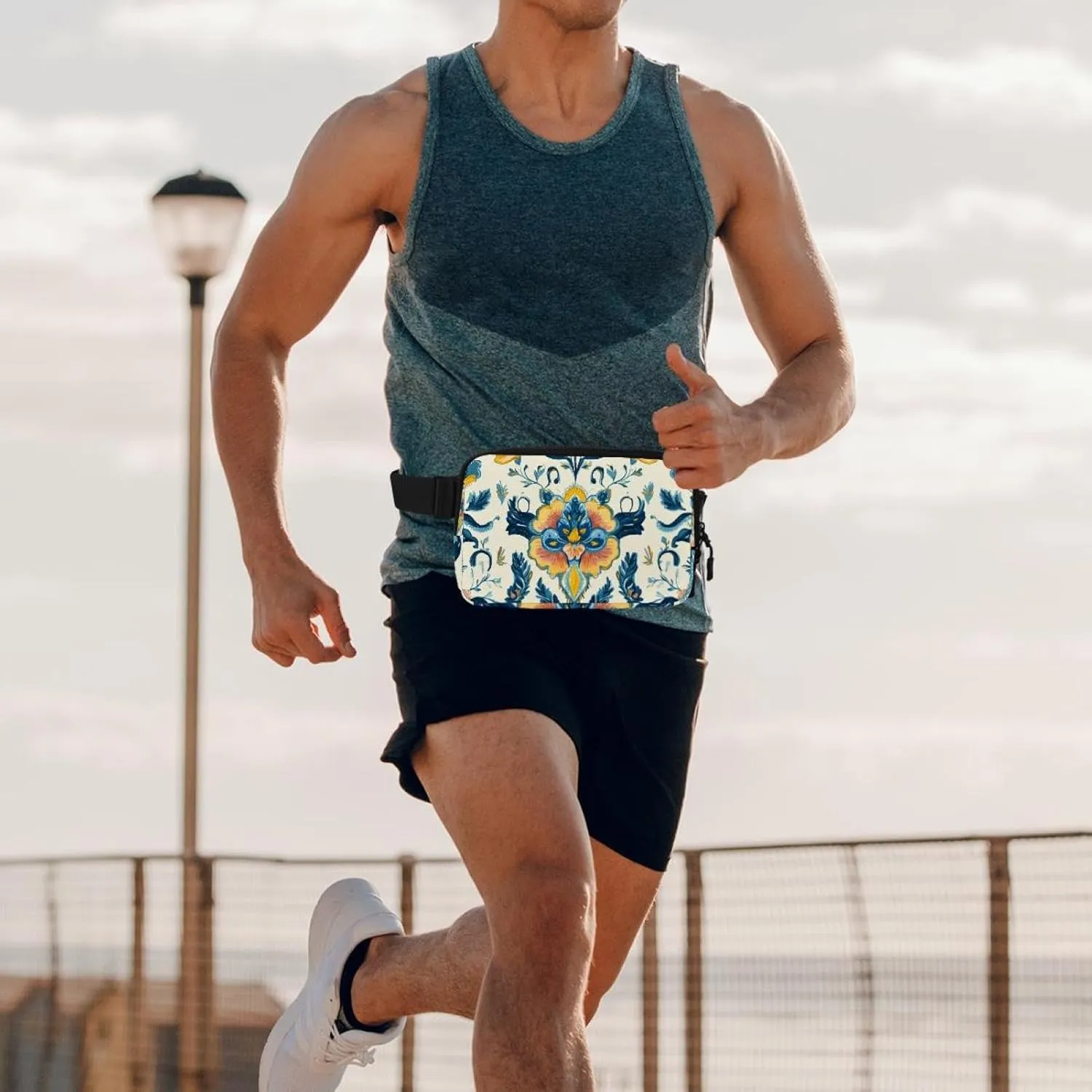 Sport Slim Fashionable for assume Jogging Hiking Hiker Woman Man Boho Floral-24 Unisex Style Fanny Pack: Fashion Waist Packs, Crossbody Bags 