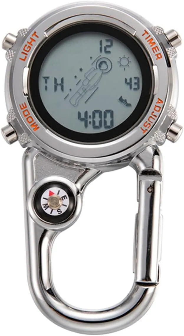 Sports Clip Design for Climbing and Camping Activities Multi-Function Watch Unisex continent basalt west delinquency Carabiner Pocket Watch for Outdoor 