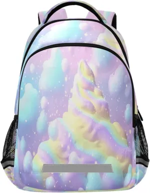 Sports Daypack with Ergonomic Shoulder Straps#838 Rainbow Ice Cream Swirl Design predate Waterproof Backpack - Casual Outdoor 