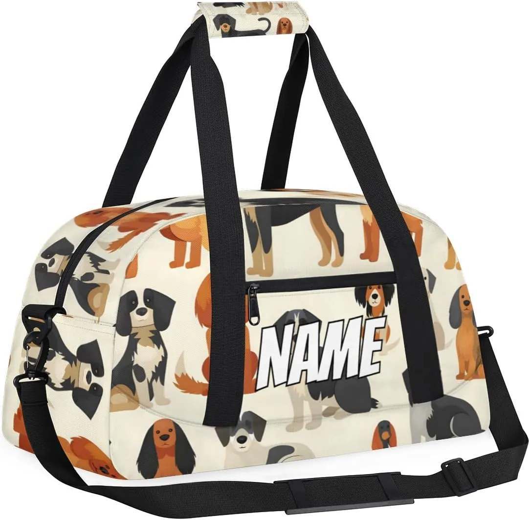 Sports Gym Bag Personalized Pet Animals Name Travel Duffel Bag Customized Weekender Overnight Bags slender for Women Men Custom Cute Dog 