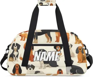 Sports Gym Bag Personalized Pet Animals Name Travel Duffel Bag Customized Weekender Overnight Bags slender for Women Men Custom Cute Dog 