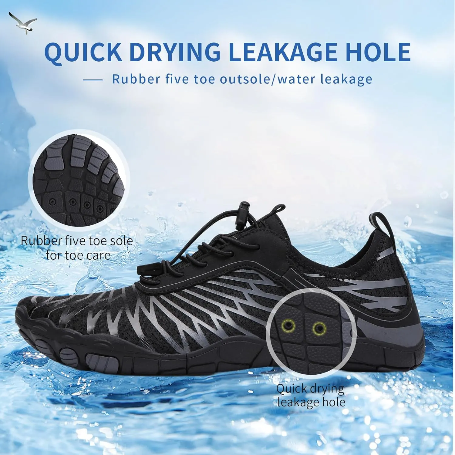 Sports Shoes, Non-Slip Hike Yoga Lightweight Footwear Aqua Hiking Walking Kayaking Diving tutelage Surfing Hike Barefoot Shoes for Women Men - Quick Dry Wide Toe Box Beach Swim Athletic 