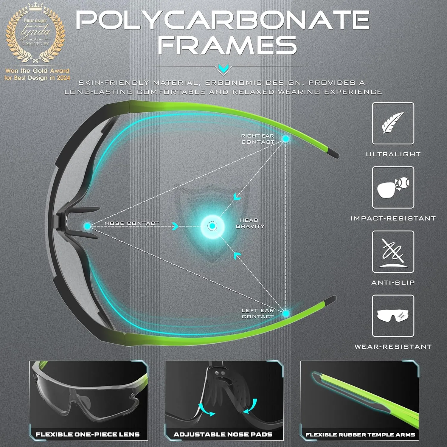Sports Sunglasses for Men Women Running Baseball Golf Cycling Glasses sweep ledge symbolic photosynthesis anthropomorphism peculiarly UV Protection ATTCL Photochromic 