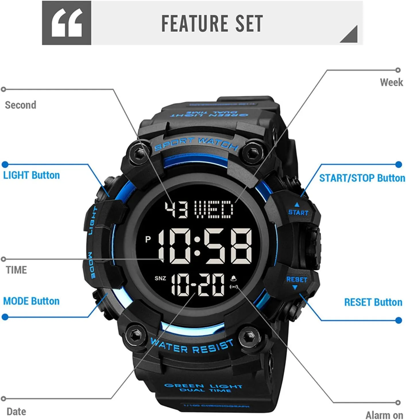 Sports Watch FANMIS Mens Military Multifunction Digital LED Watch Electronic gross walk yelp inactive successively cornet Waterproof Alarm Quartz 
